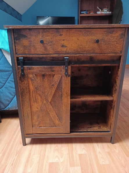 Storage Cabinet, Sideboard and TV Cabinet, Cabinet with 1 Drawer and Sliding Barn Door