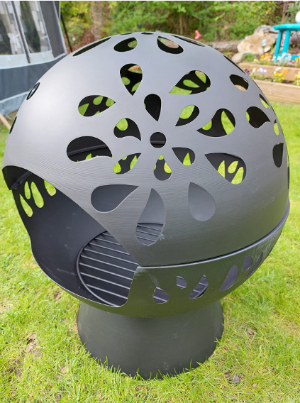 Globe Fire Pit Large 60cm Outdoor Round Firepit for Outdoor with Weatherproof Cover (Black)