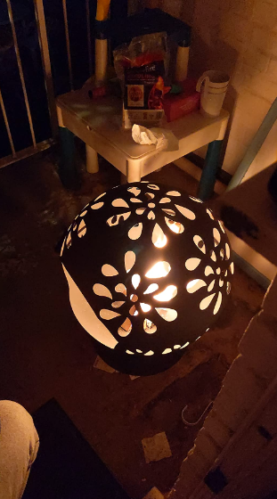 Globe Fire Pit Large 60cm Outdoor Round Firepit for Outdoor with Weatherproof Cover (Black)