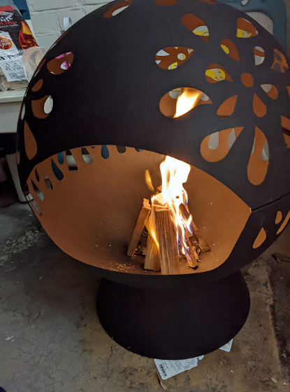 Globe Fire Pit Large 60cm Outdoor Round Firepit for Outdoor with Weatherproof Cover (Black)