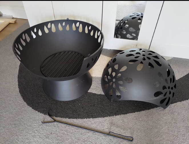 Globe Fire Pit Large 60cm Outdoor Round Firepit for Outdoor with Weatherproof Cover (Black)