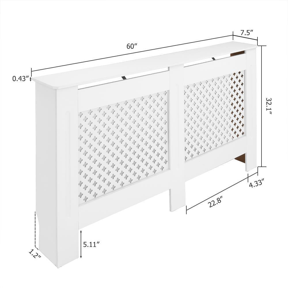 New Wall Heater Radiator Cover White Traditional MDF Wood Grill Cabinet Shelfs
