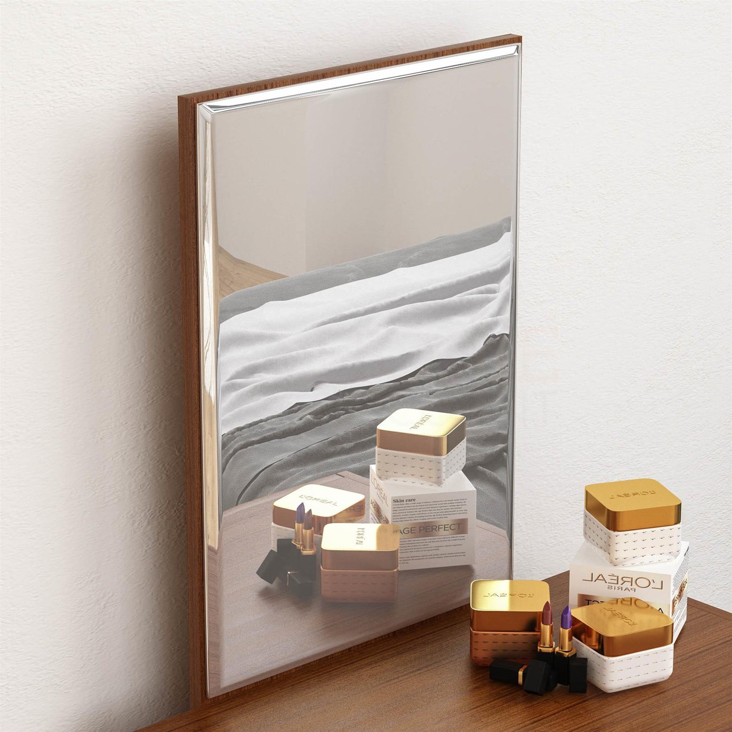1 Drawer Dressing Table Modern Makeup Desk Mirror Stool Vanity Set Bedroom