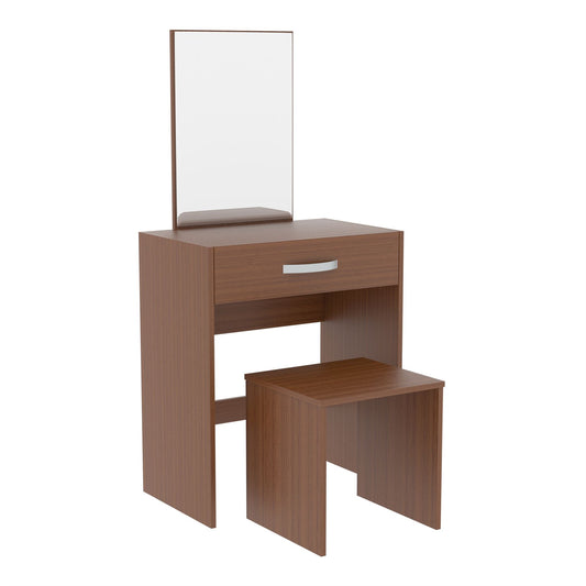 1 Drawer Dressing Table Modern Makeup Desk Mirror Stool Vanity Set Bedroom
