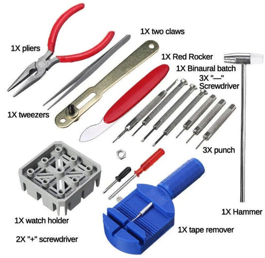 16pcs Watch Repair Set Tool Kit To Fix Battery Wrist Strap Adjust Pin Back Open FREE SHIPPING