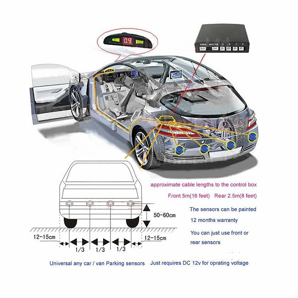 Car Rear Reversing Reverse Parking LED Display Sensor Kit Audio Buzzer Alarm FREE SHIPPING