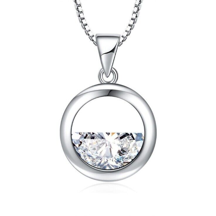 925 Sterling Silver Lake Water Pendant Chain Necklace Womens Jewellery New UK