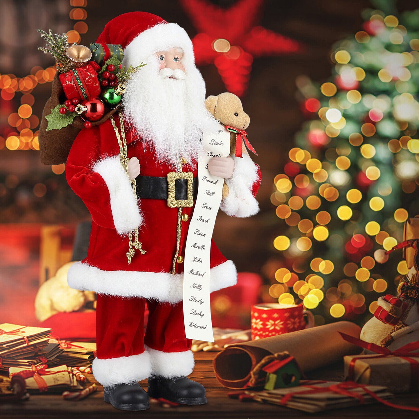 18'' Christmas Standing Santa Claus Doll Decoration Figure Xmas Ornament Gift