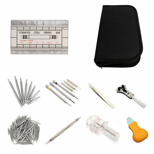 144Pcs Watch Repair Back Case Pin Link Spring Strap Remover Opener Tool Kit Set