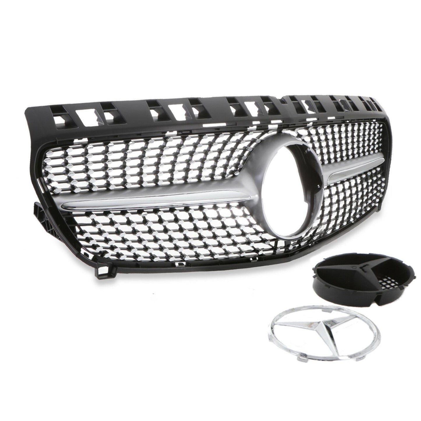 A250 STYLE SILVER FRONT BADGE GRILL GRILLE FOR MERCEDES BENZ A CLASS W176 12-15