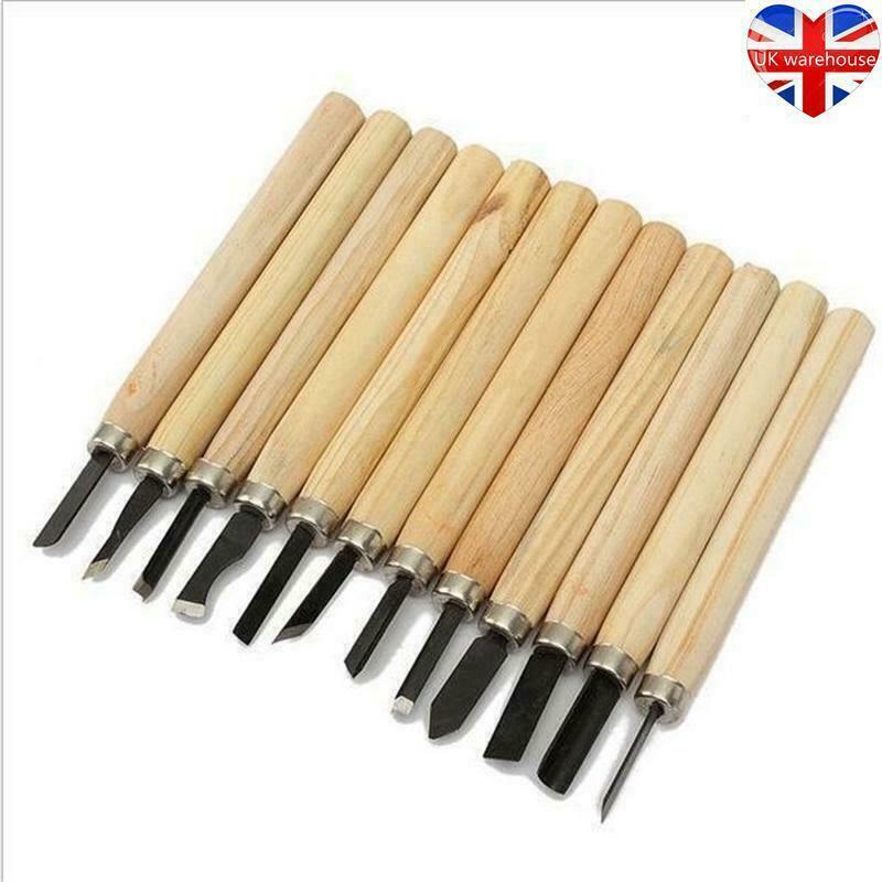 12Pcs Wood Carving Knife Chisel Kit Woodworking Whittling Cutter Chip Hand Tool
