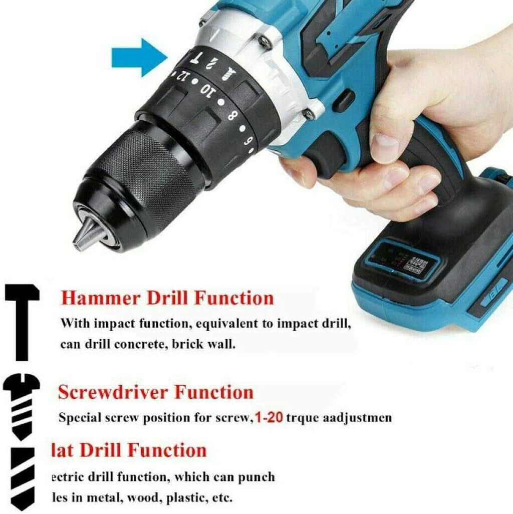 For Makita DHP482Z 18v LXT Li-Ion Cordless 2-Speed Combi Drill LED