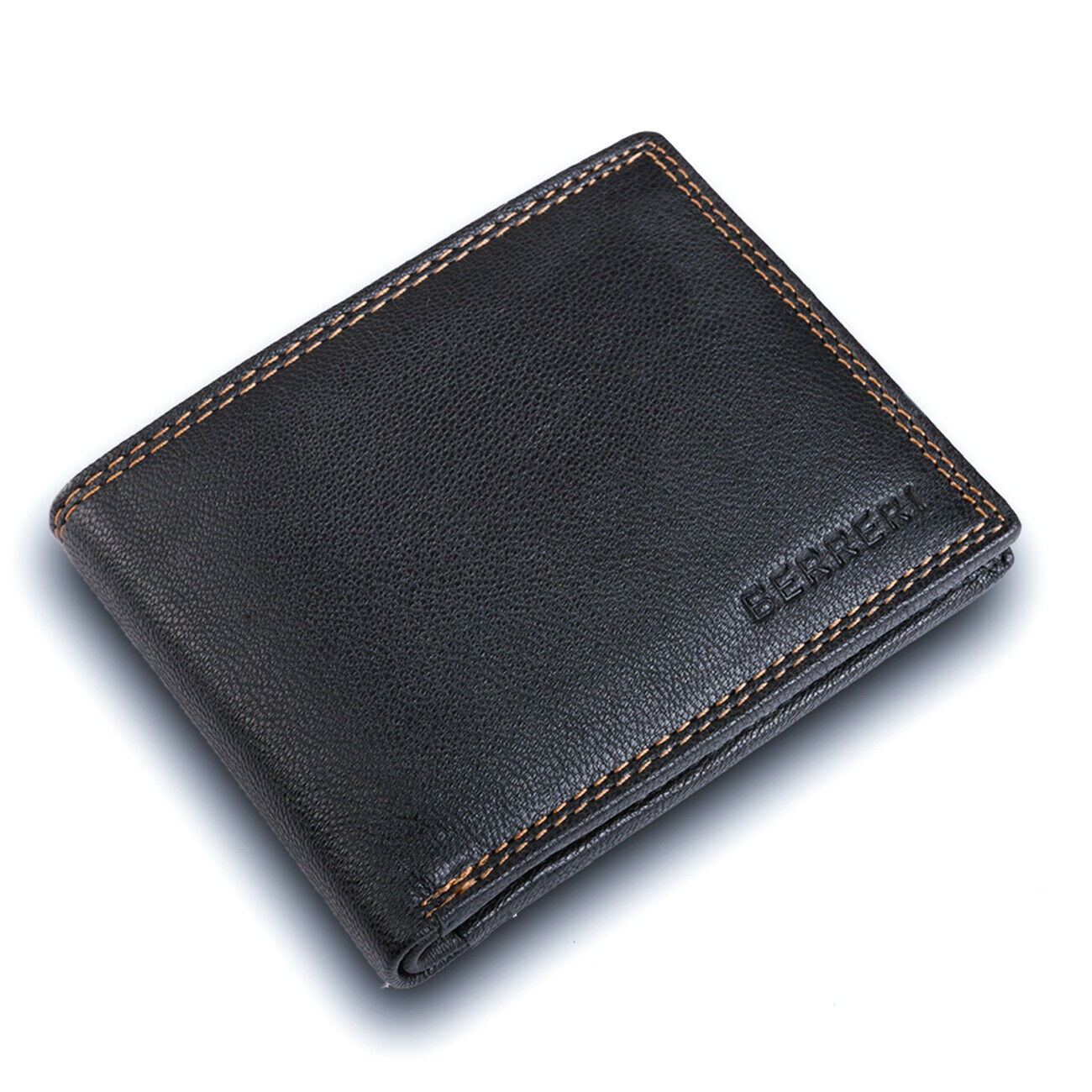 Mens 100% Genuine Leather Wallet RFID Safe Card Holder Quality BERRERI Gift Box