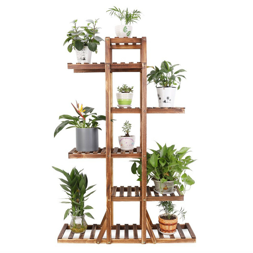 NEW! 6-Tier Flower Rack Wood Plant Stand 12 Pots Bonsai Display Shelf Indoor Outdoor FREE SHIPPING