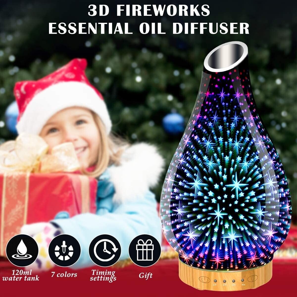 3D Firework Humidifier Night Lamp Ultrasonic Essential Oil Diffuser Aromatherapy