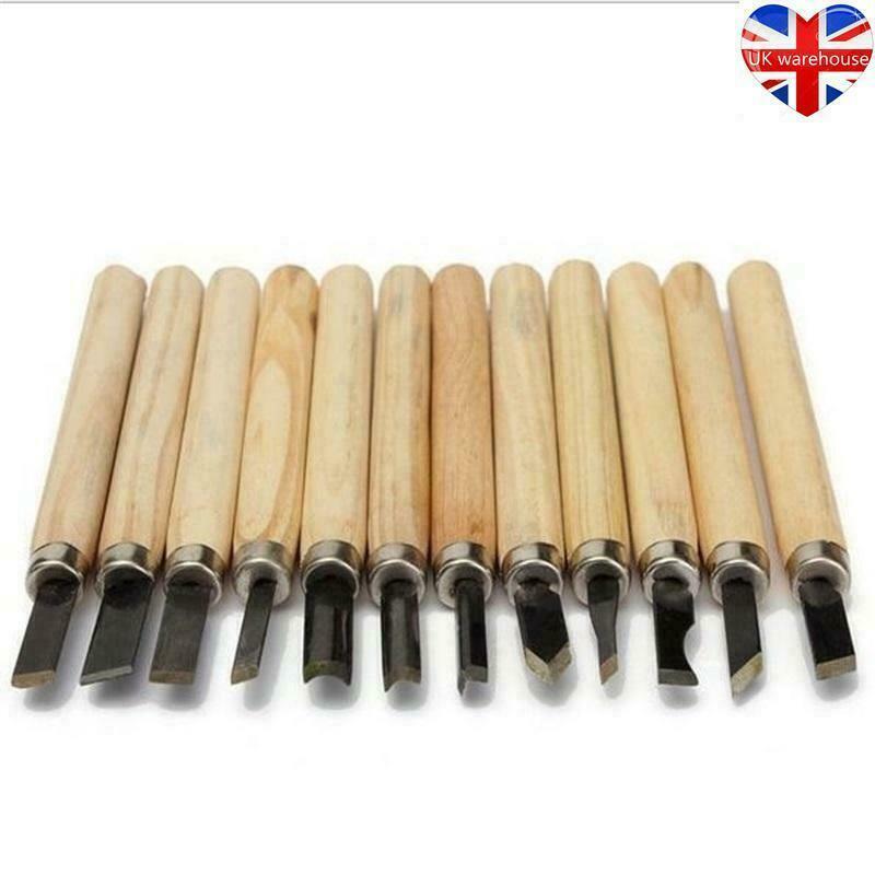 12Pcs Wood Carving Knife Chisel Kit Woodworking Whittling Cutter Chip Hand Tool