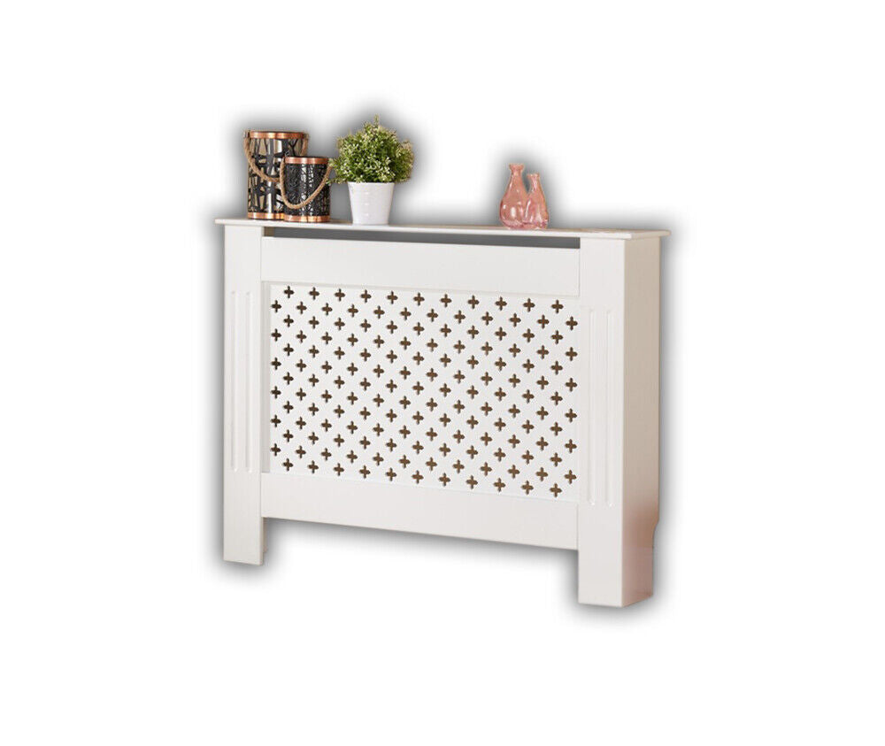 💥SALE💥Medium Radiator Cover Wall Cabinet Criss Cross Grill Traditional Wood MDF Shelf