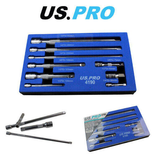 💥SALE💥US PRO Tools 9pc 1/4" 3/8" 1/2" Dr Extension Bar Set, Sockets bars 4190