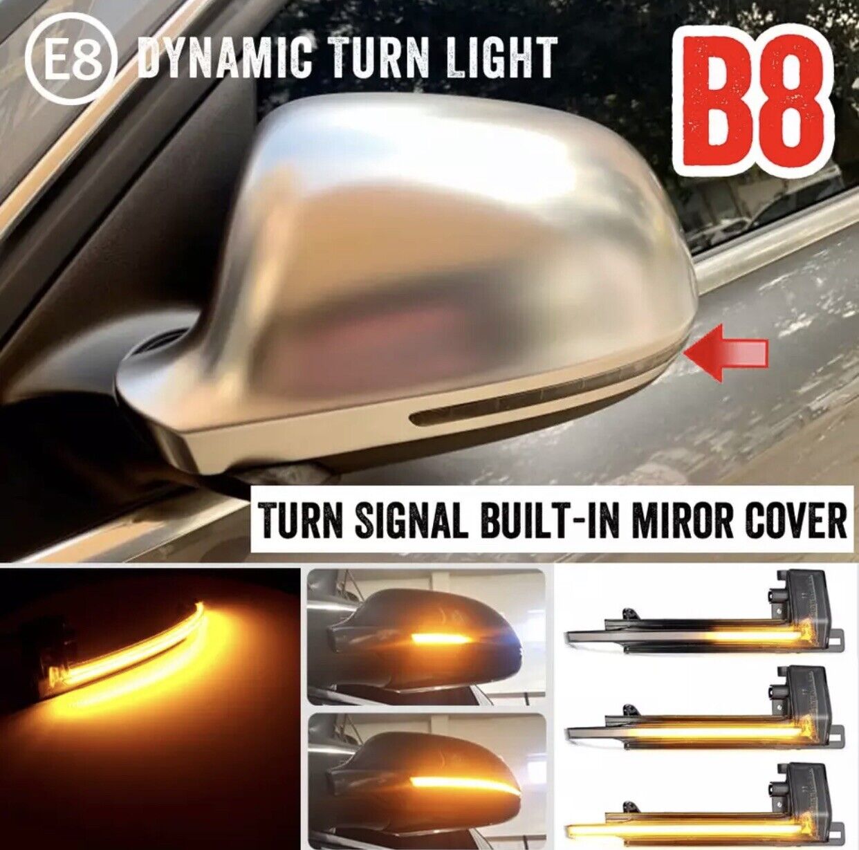 For Audi A3 8P A4 B8 A5 2x Dynamic LED Wing Mirror Turn Signal Indicator Light FREE SHIPPING