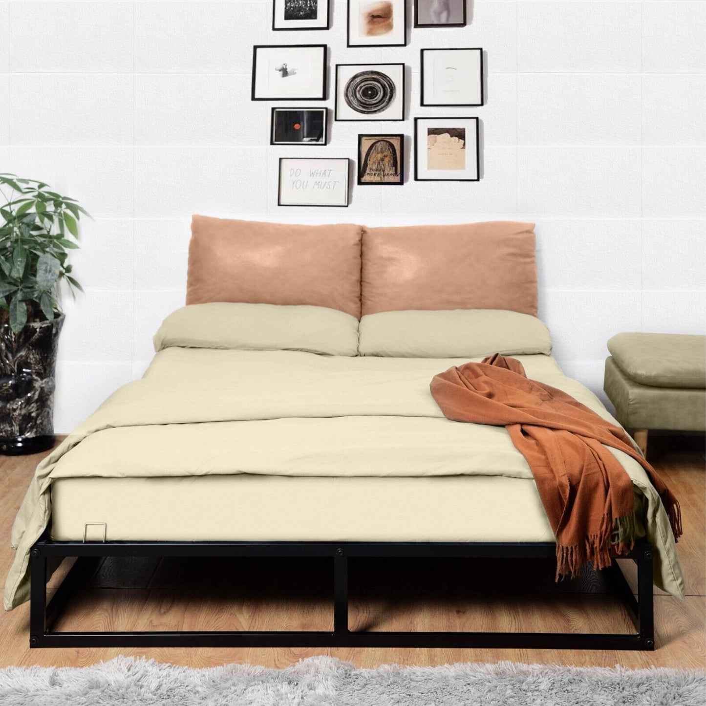 💥SALE💥King Size Extra Strong Platform Metal Bed Frame Bedroom Furniture Black