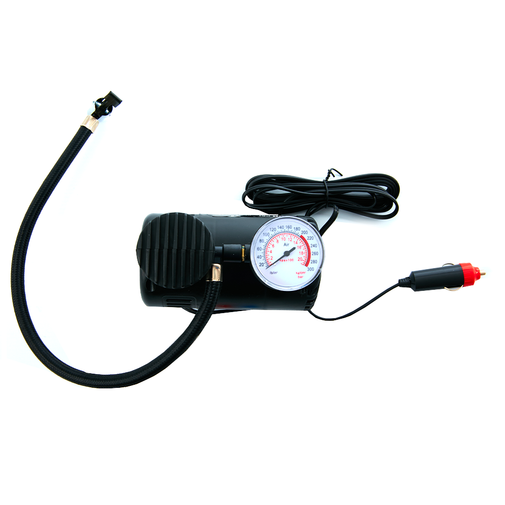 CAR TYRE AIR COMPRESSOR PUMP BIKE CYCLE COMPACT 3M CORD 12V INFLATOR BLACK