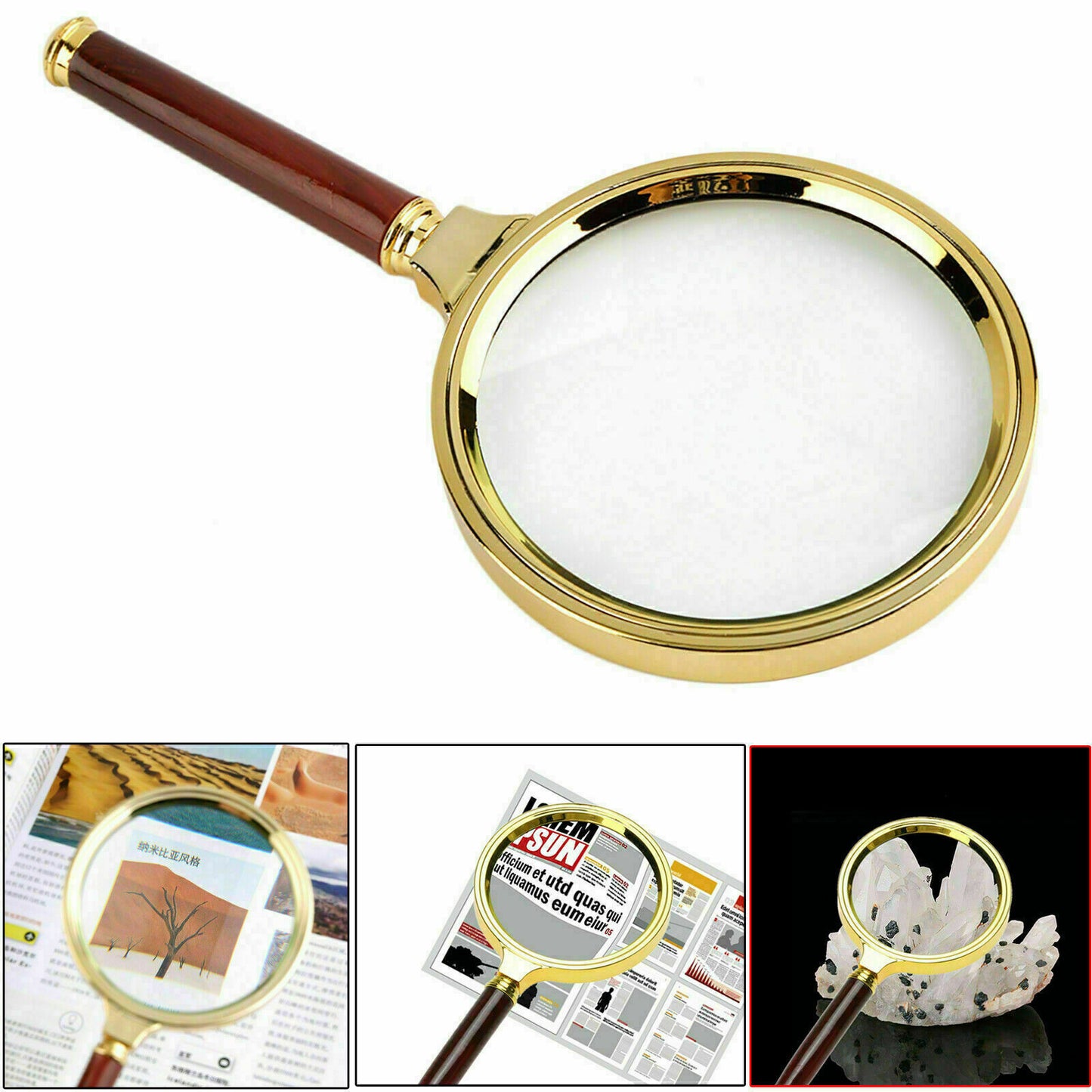 90mm Handheld Magnifying Glass 15x Magnifier Reading Loupe Jewelry Aid Big Large FREE SHIPPING