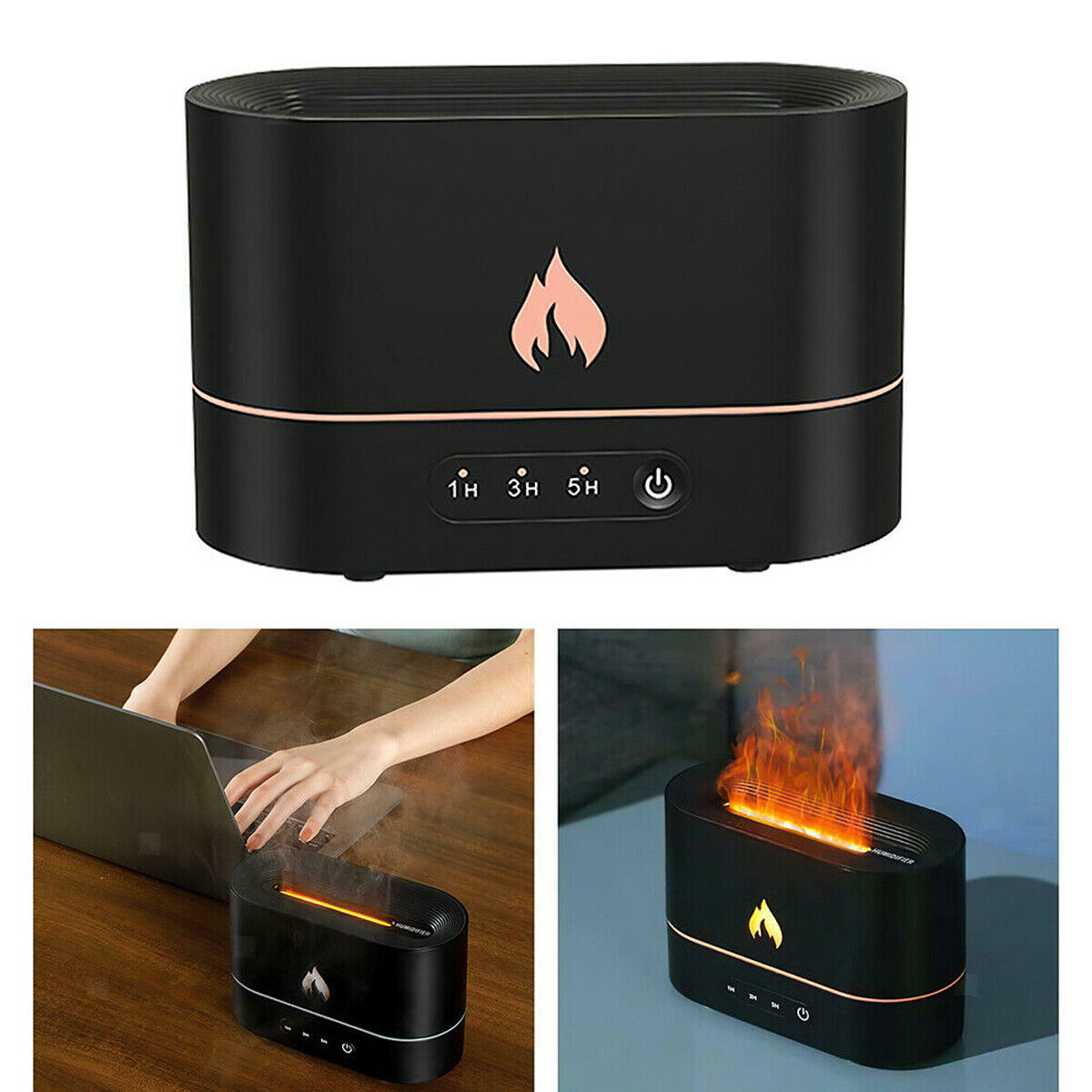 250ml Mist Maker Flame Air Humidifier Essential Oil Diffuser Bedroom Decor Light