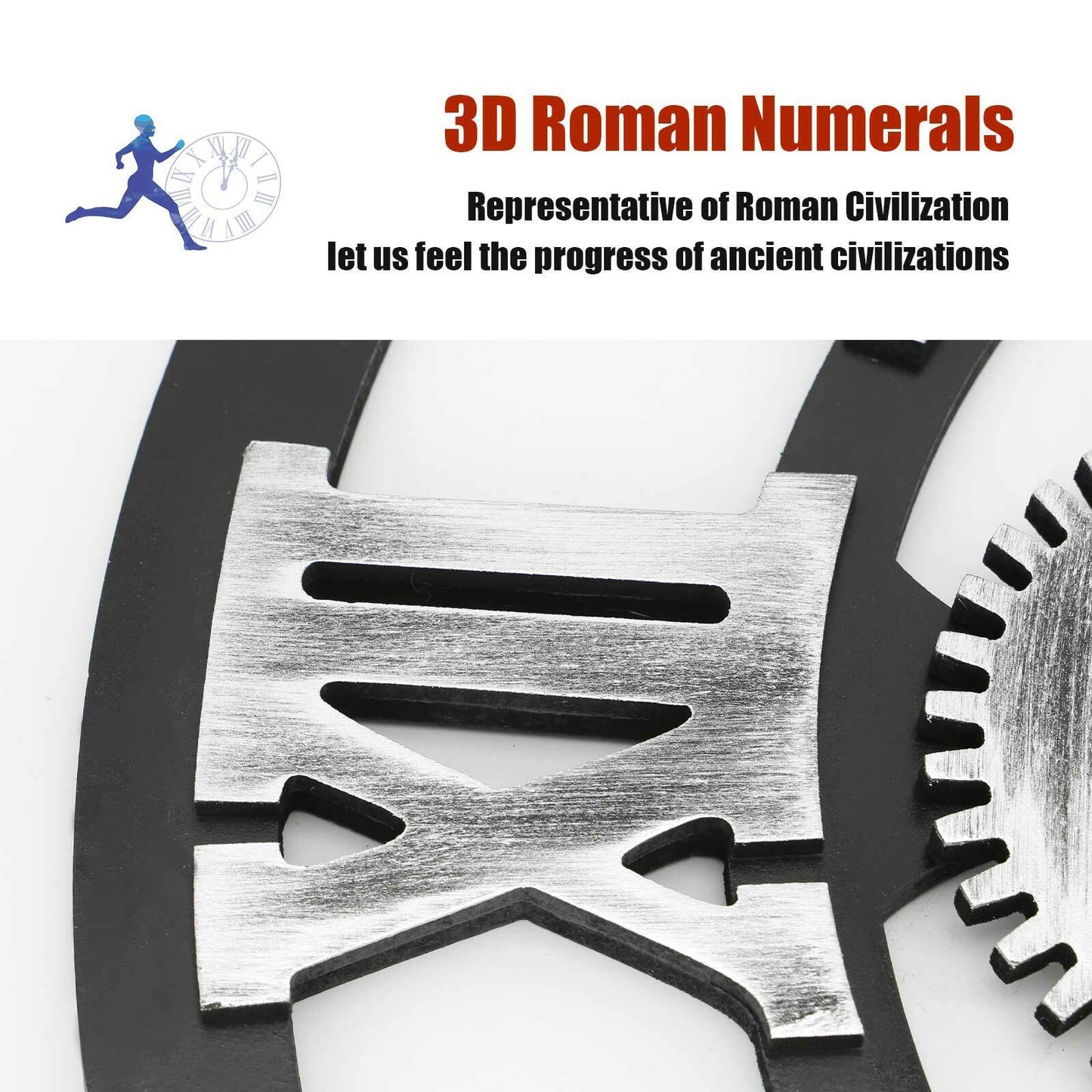 LARGE 40CM WALL CLOCK OUTDOOR GARDEN BIG ROMAN NUMERALS GIANT OPEN FACE METAL