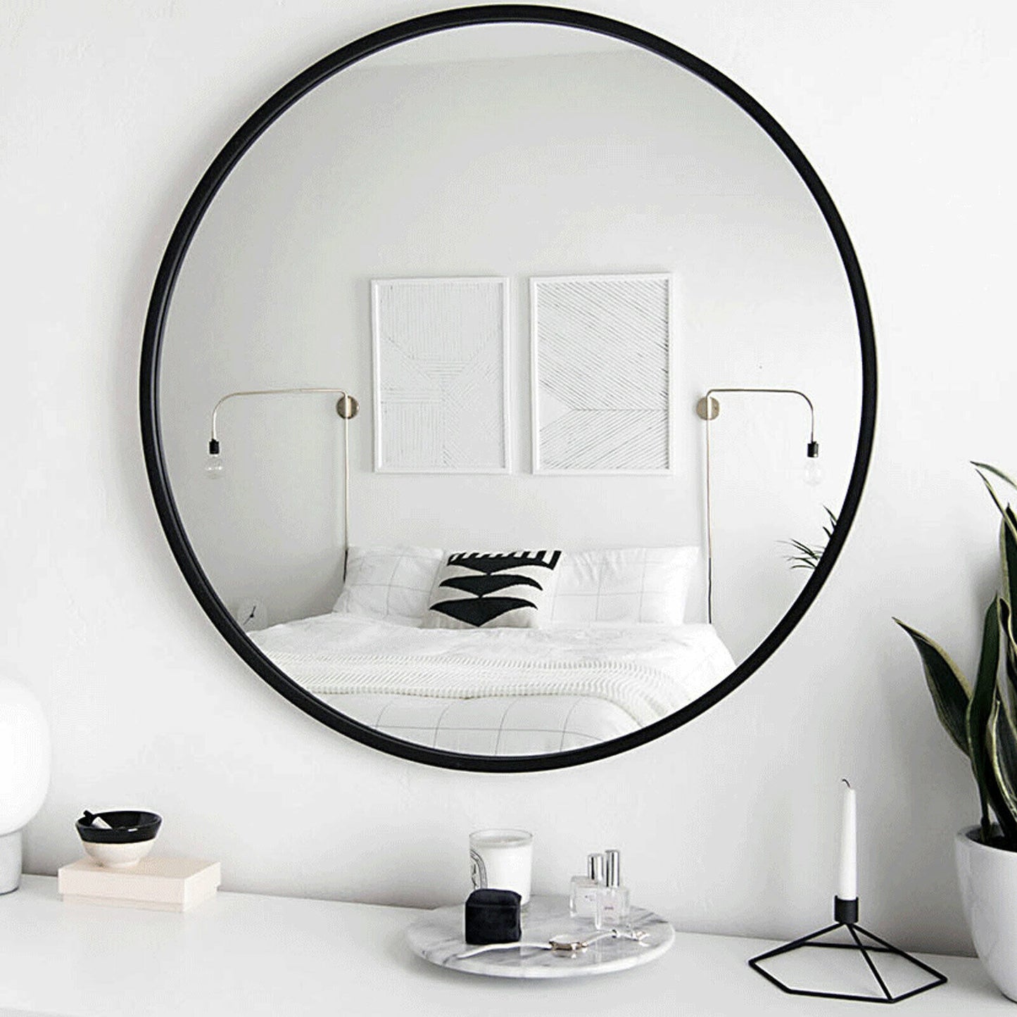 💥SALE💥60cm Round Wall Mounted Mirror Bathroom Bedroom Makeup Dressing Mirror Circle