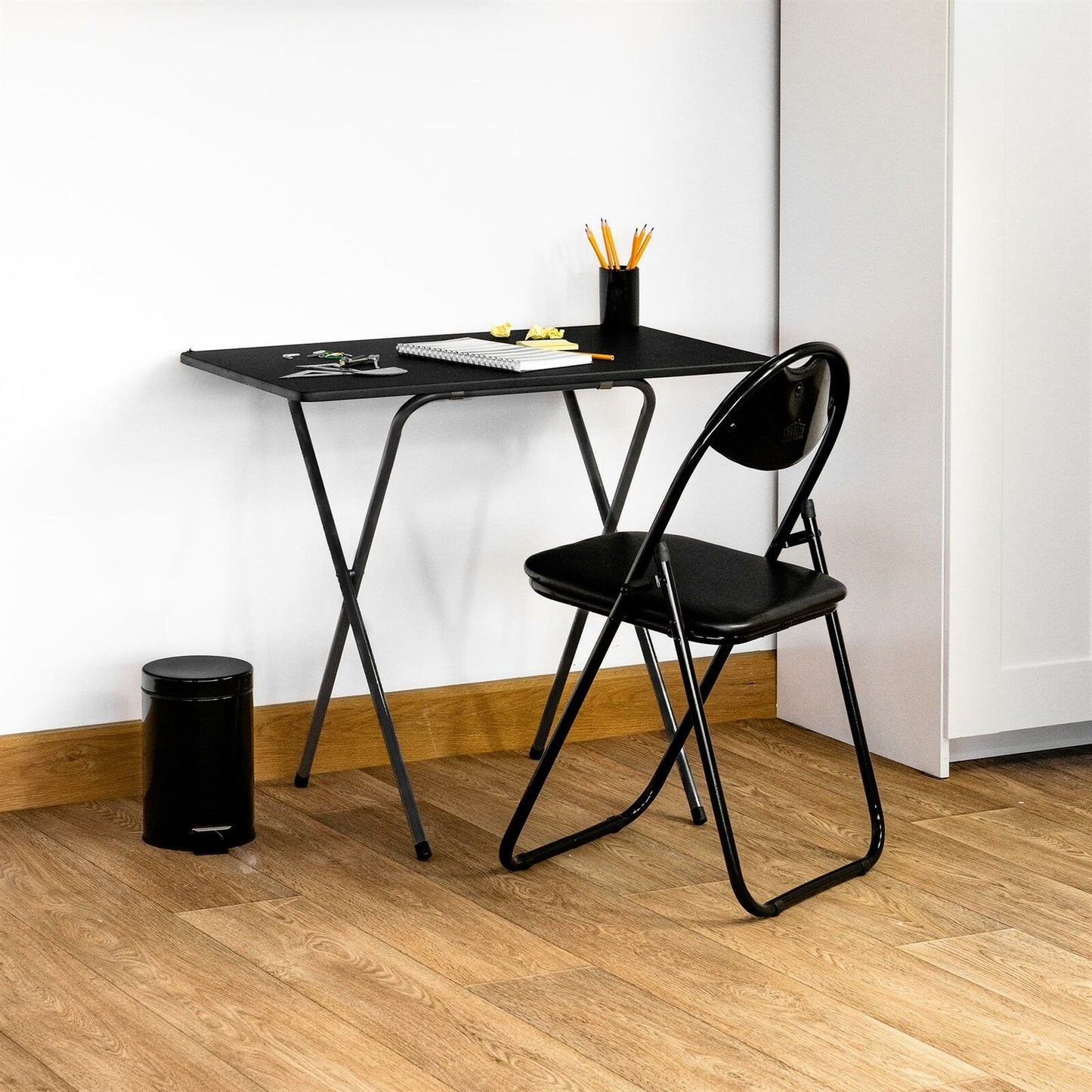 Folding Laptop Desk PC Home Office University Wood Study Student Table - Black 5055415997679