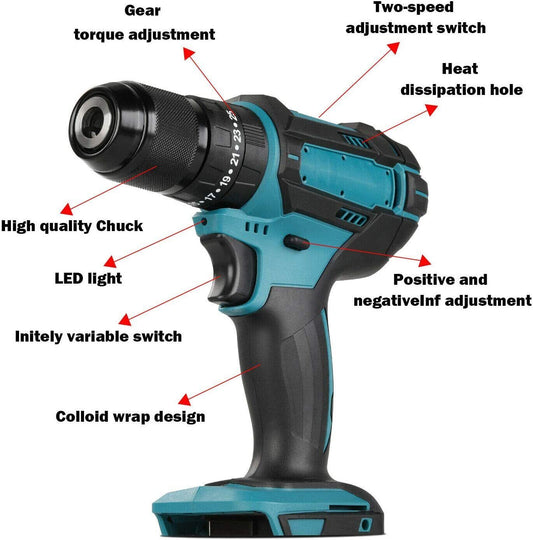 For Makita DHP482Z 18v LXT Li-Ion Cordless 2-Speed Combi Drill LED