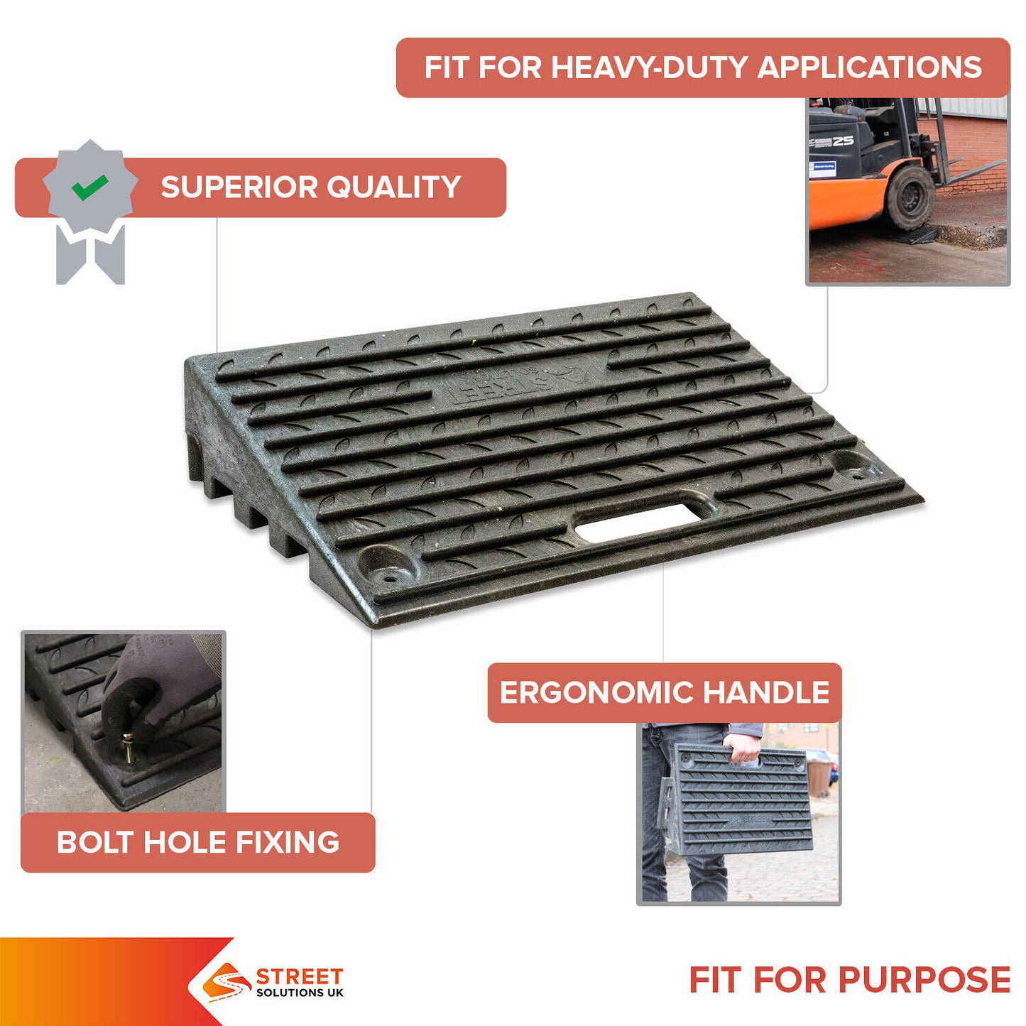 2 Pcs Heavy Duty Rubber Kerb Ramps, Cars, Bikes, Threshold Access Ramp - Brand New