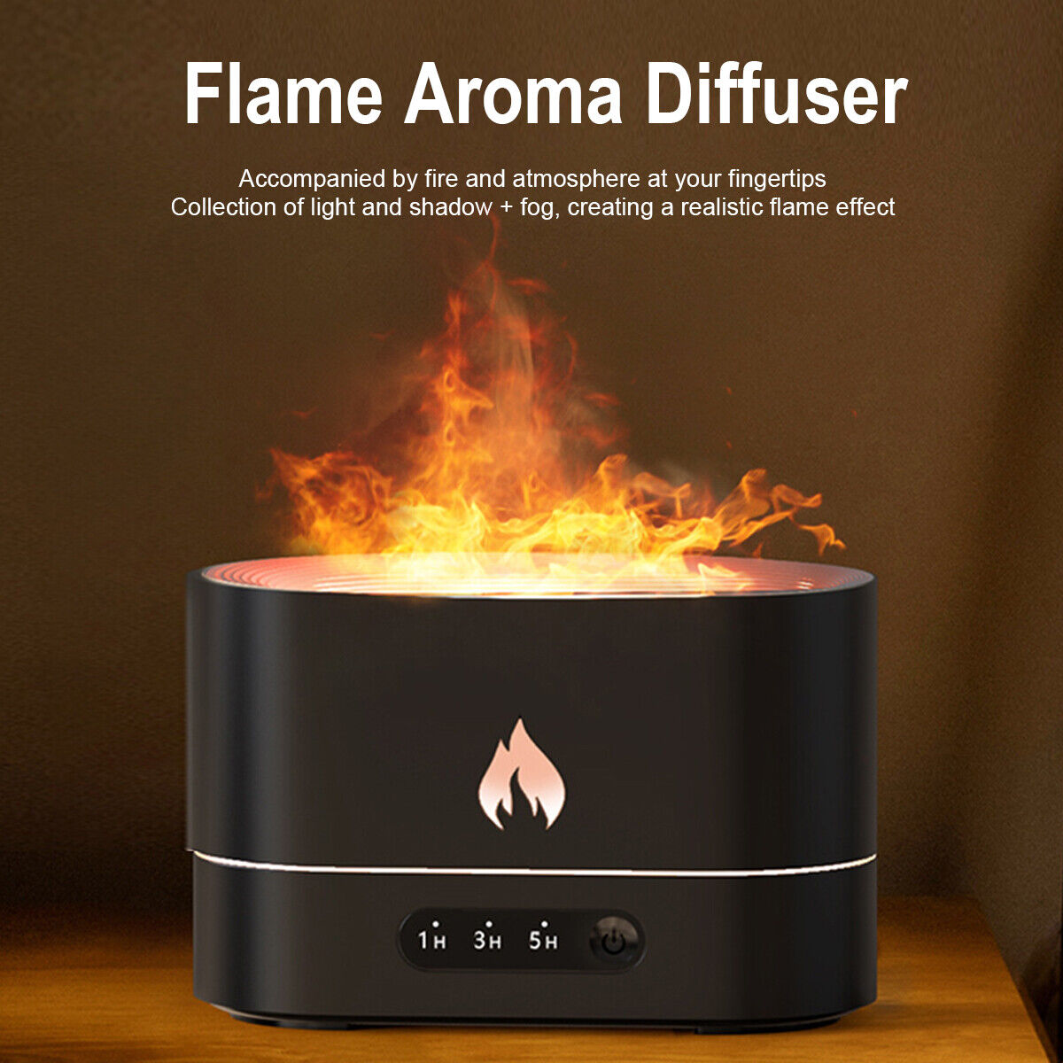 250ml Mist Maker Flame Air Humidifier Essential Oil Diffuser Bedroom Decor Light
