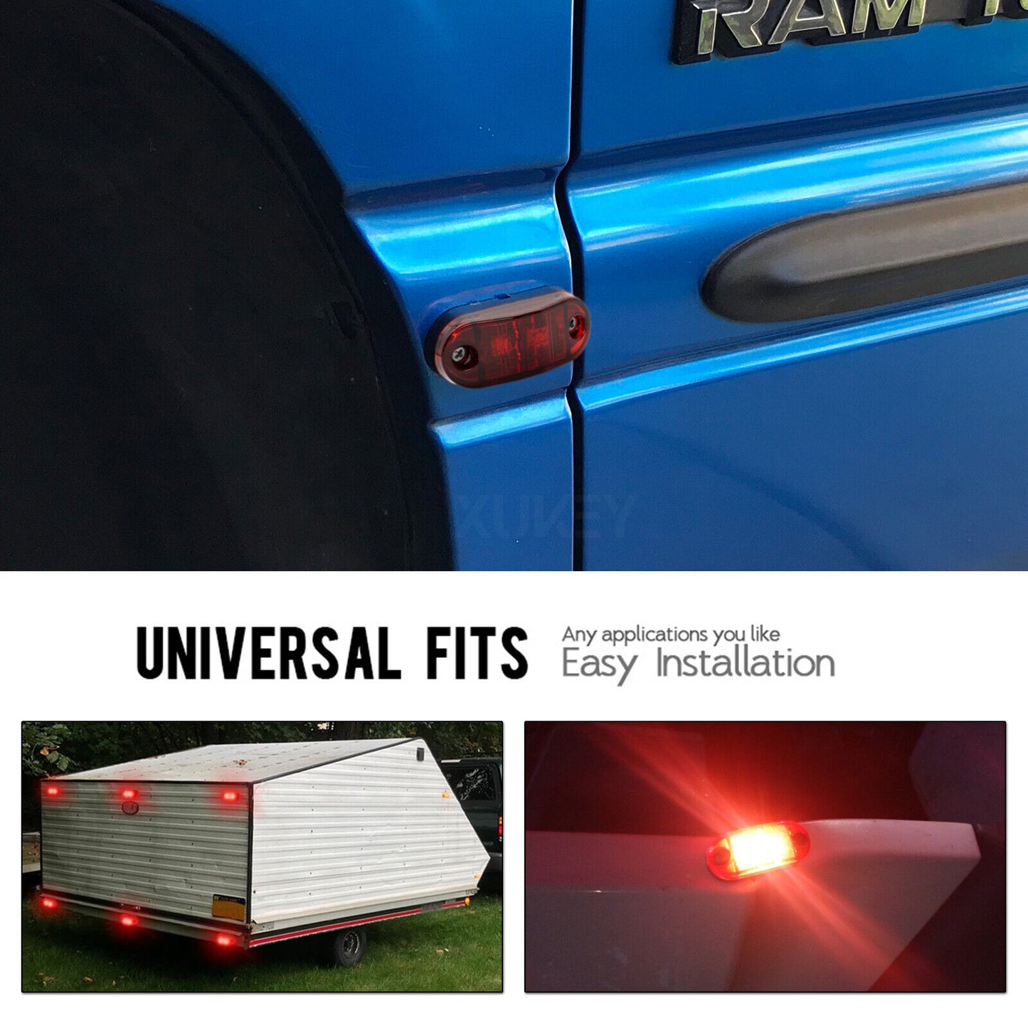 8x Red 12V 24V LED Side Tail Marker Indicators Light Lamp Truck Trailer Van RV