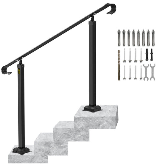 Wrought Iron Handrail Rail Adjustable Garden Metal Stairs 3 to 5 Steps