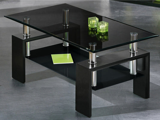 Glass Coffee Table With Storage Modern Living Room Furniture Tea Coffee Table