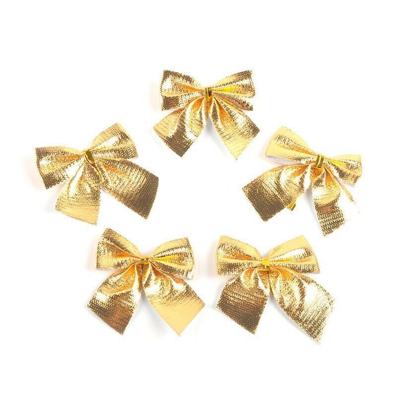 12 Pcs Christmas Tree Decoration Glittered Bow Gift