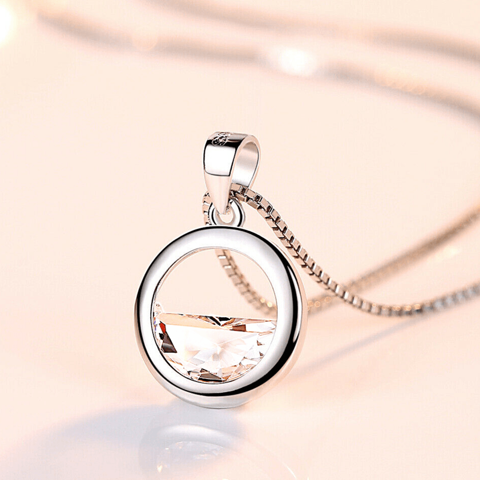 925 Sterling Silver Lake Water Pendant Chain Necklace Womens Jewellery New UK