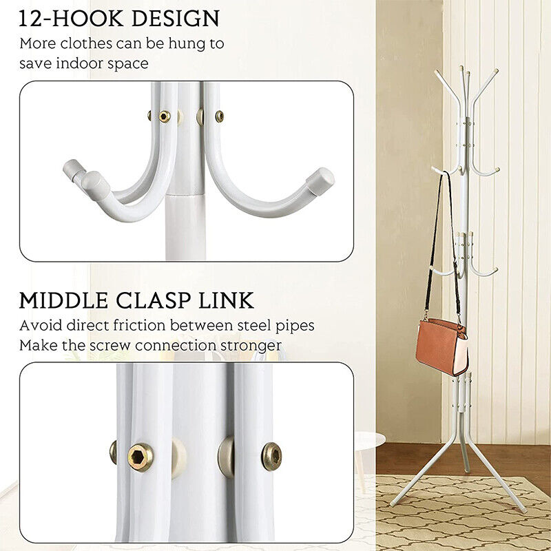 💥SALE💥 12 Hooks Coat Stand Garment Rack Metal FREE SHIPPING