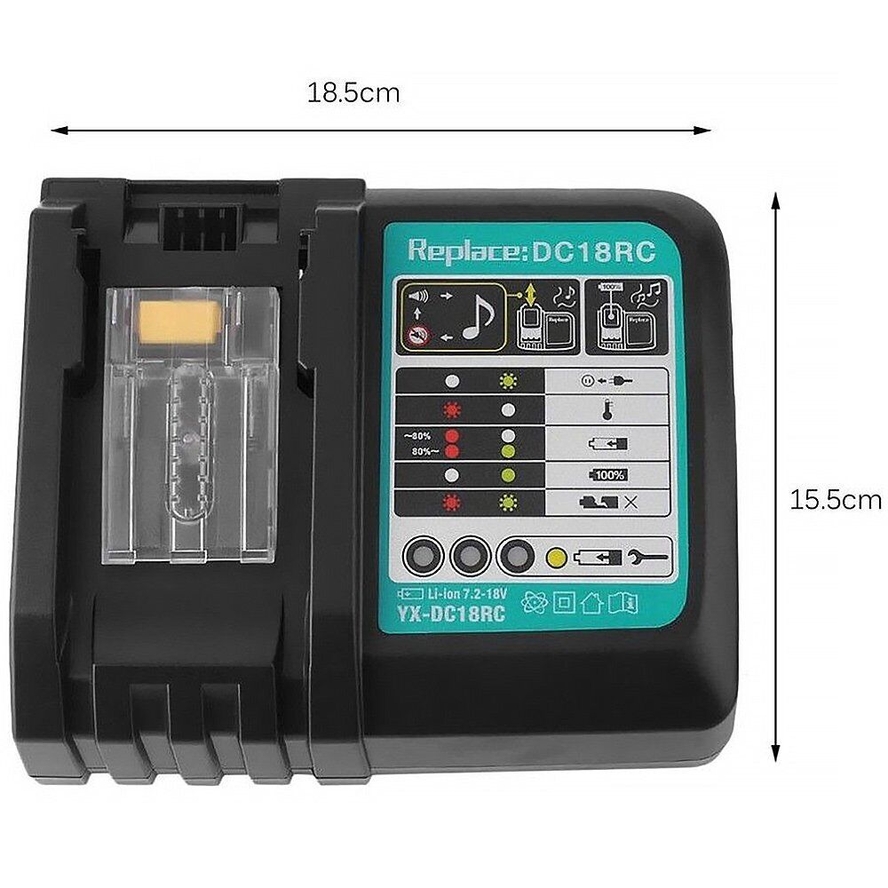 Rapid Battery Charger for Makita BL1830 BL1840 BL1850 BL1860 7.2V-18V 3A UK Plug