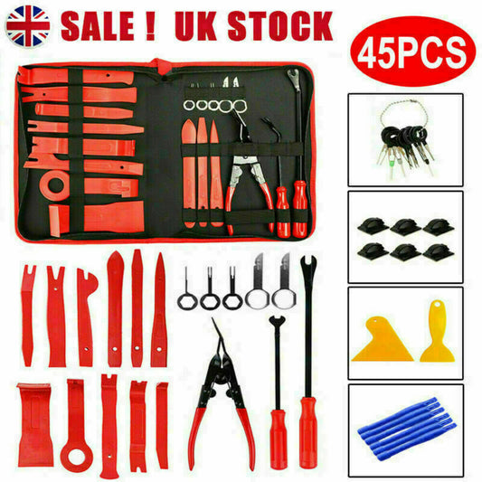 💥SALE💥45 Pcs Car Trim Removal Pry Tool Molding Kit Panel Door Dash Interior Clip Set