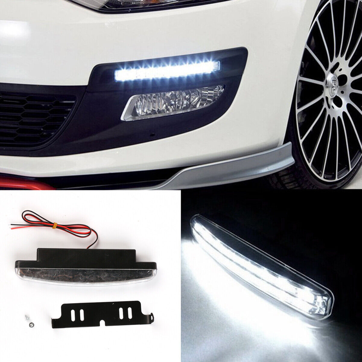 2X 8 LED Daytime Running Lights DRL Car Fog Day Driving Lamps Super White 12V