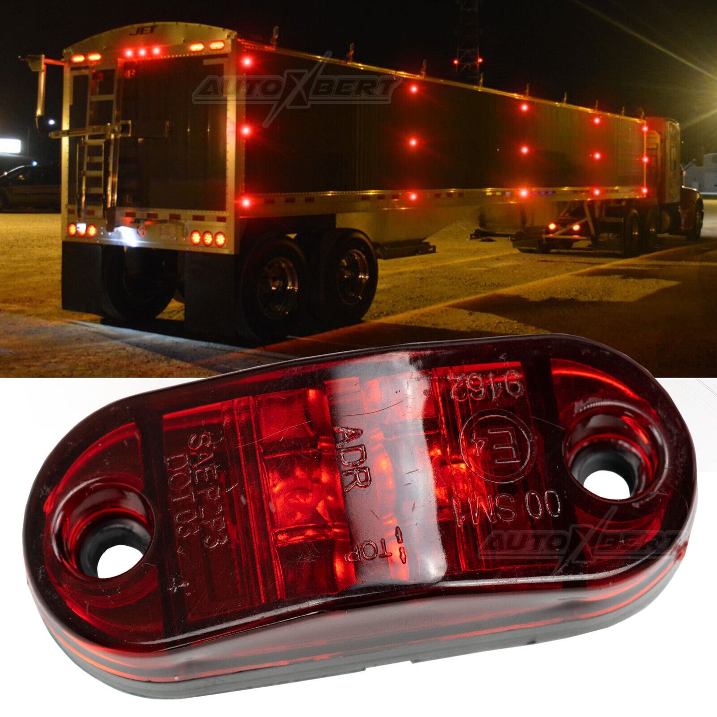 8x Red 12V 24V LED Side Tail Marker Indicators Light Lamp Truck Trailer Van RV