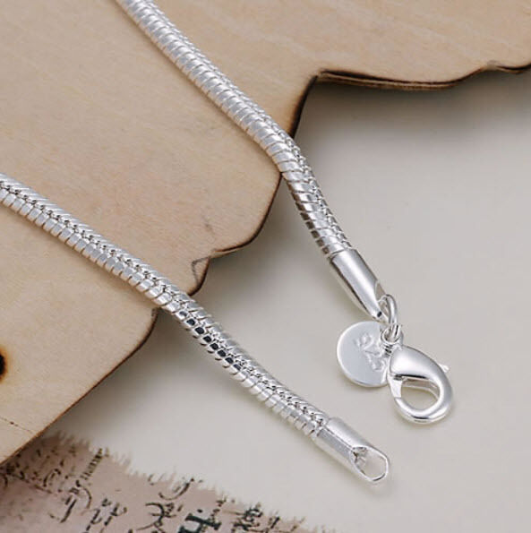 925 Sterling Silver Snake Bracelet Chain Rope 3mm Ladies Charms 8" UK