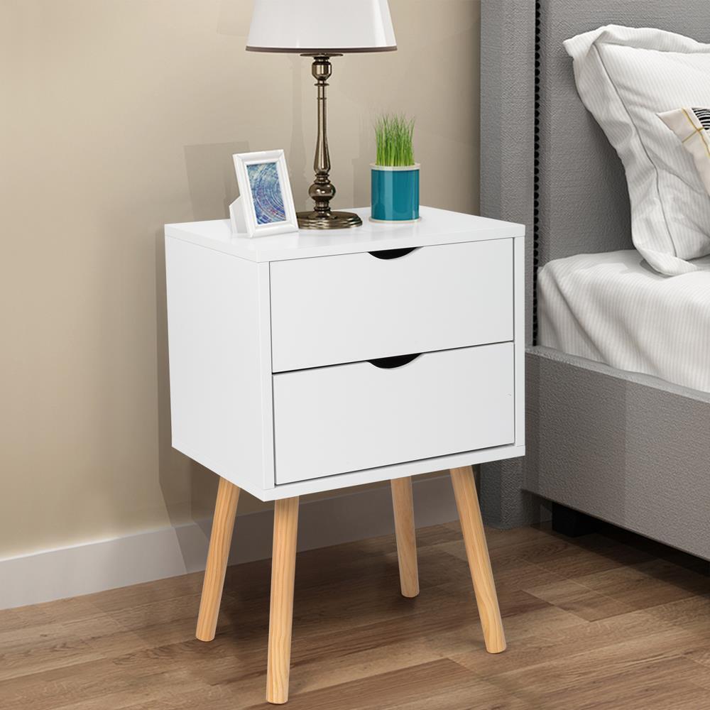 Simple Modern Bedside Table 2 Drawers Nightstand End Table Bedroom Furniture