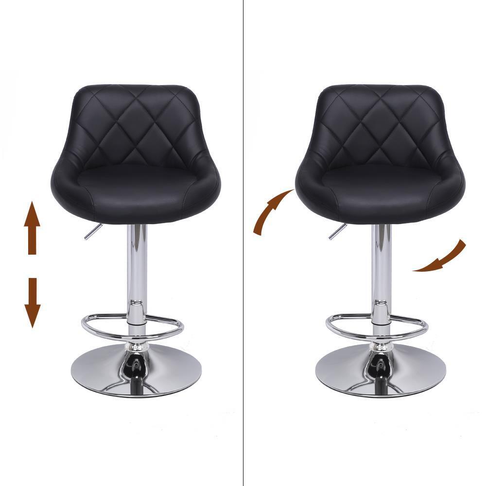 2x Bar Stool Faux Leather Adjustable Swivel Breakfast Dining Chair Stools