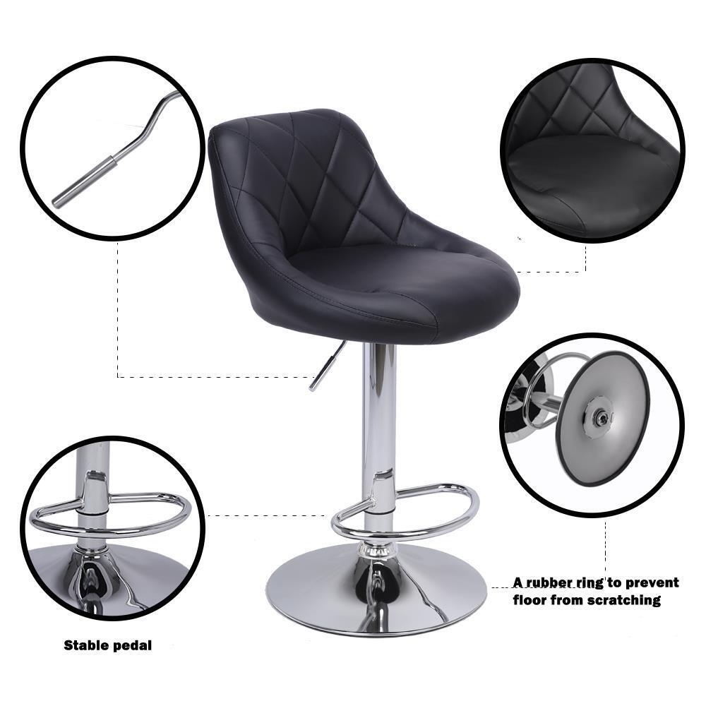 2x Bar Stool Faux Leather Adjustable Swivel Breakfast Dining Chair Stools