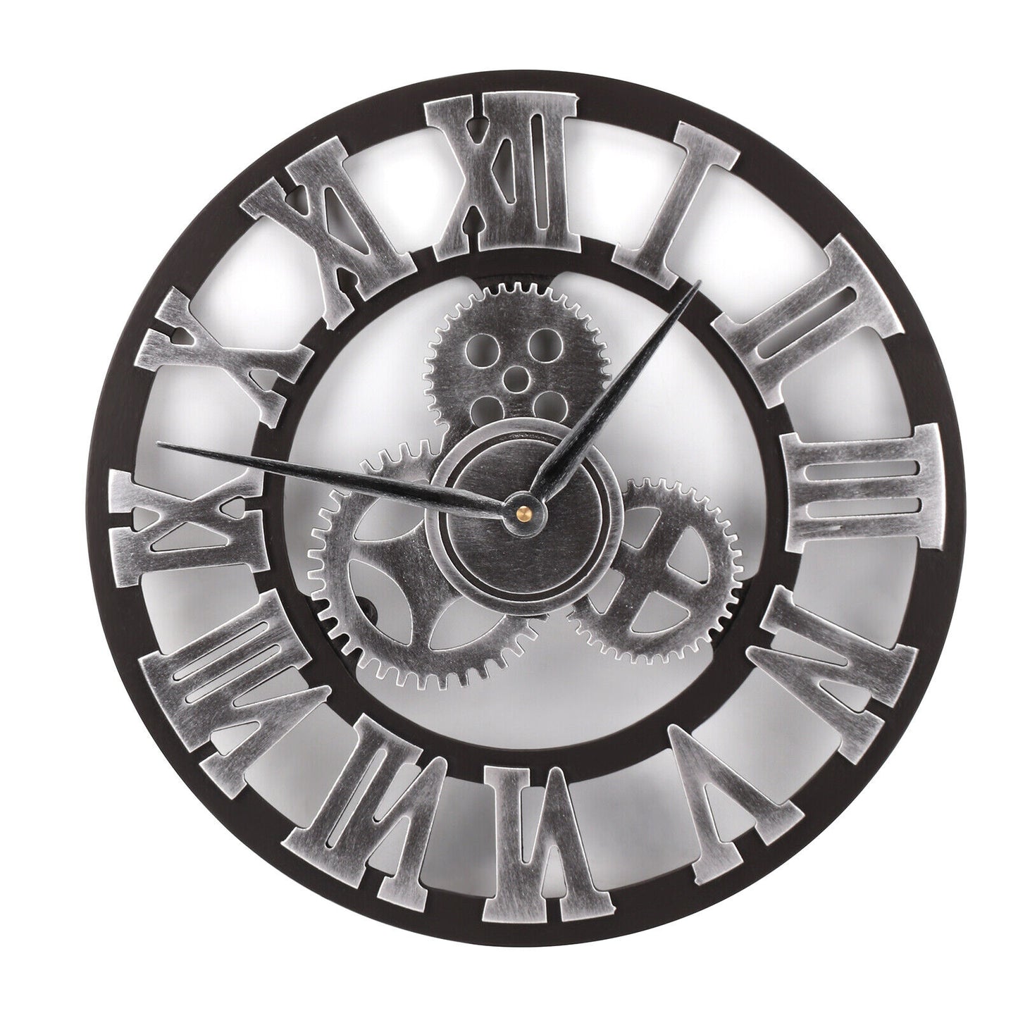 LARGE 40CM WALL CLOCK OUTDOOR GARDEN BIG ROMAN NUMERALS GIANT OPEN FACE METAL