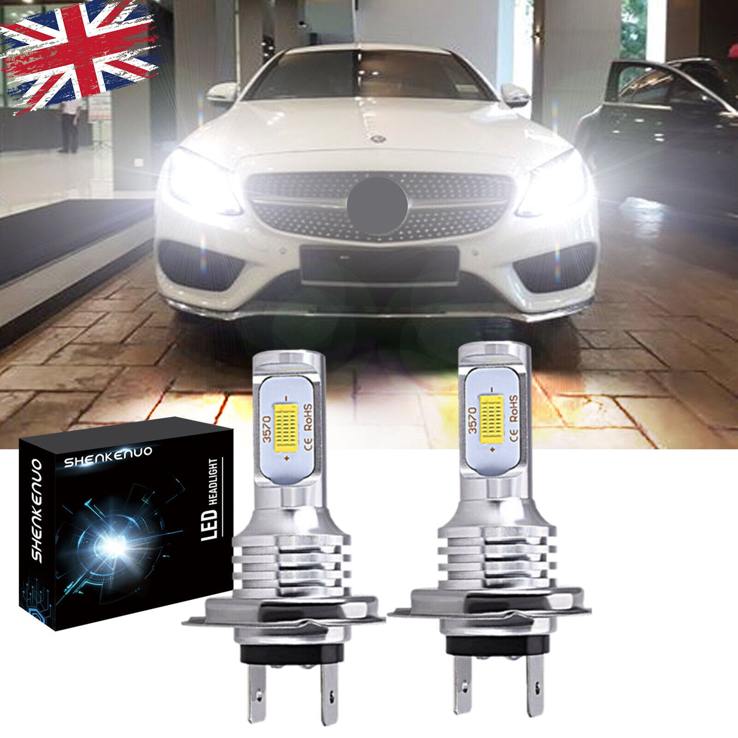 For MERCEDES C CLASS W204 LED XENON WHITE HEADLIGHT BULB UPGRADE H7 C220 200 250