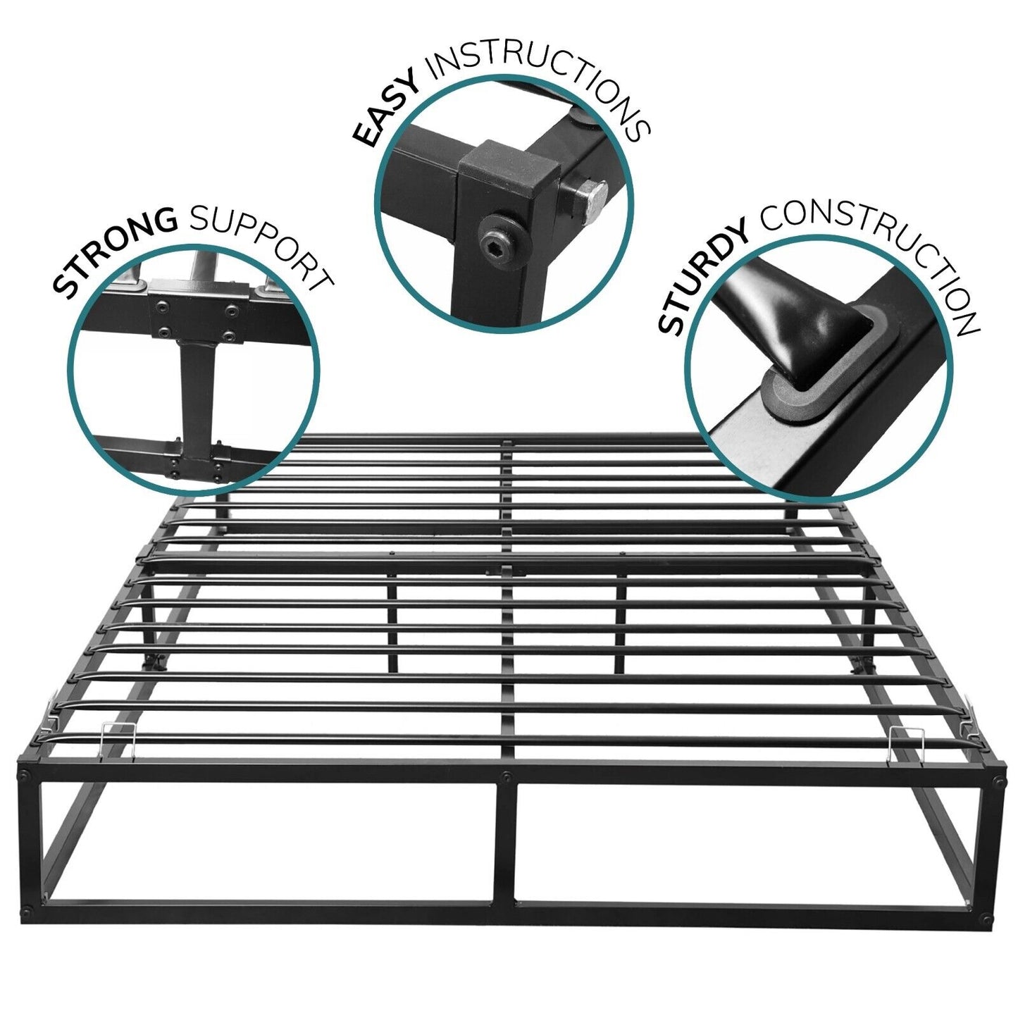 💥SALE💥King Size Extra Strong Platform Metal Bed Frame Bedroom Furniture Black
